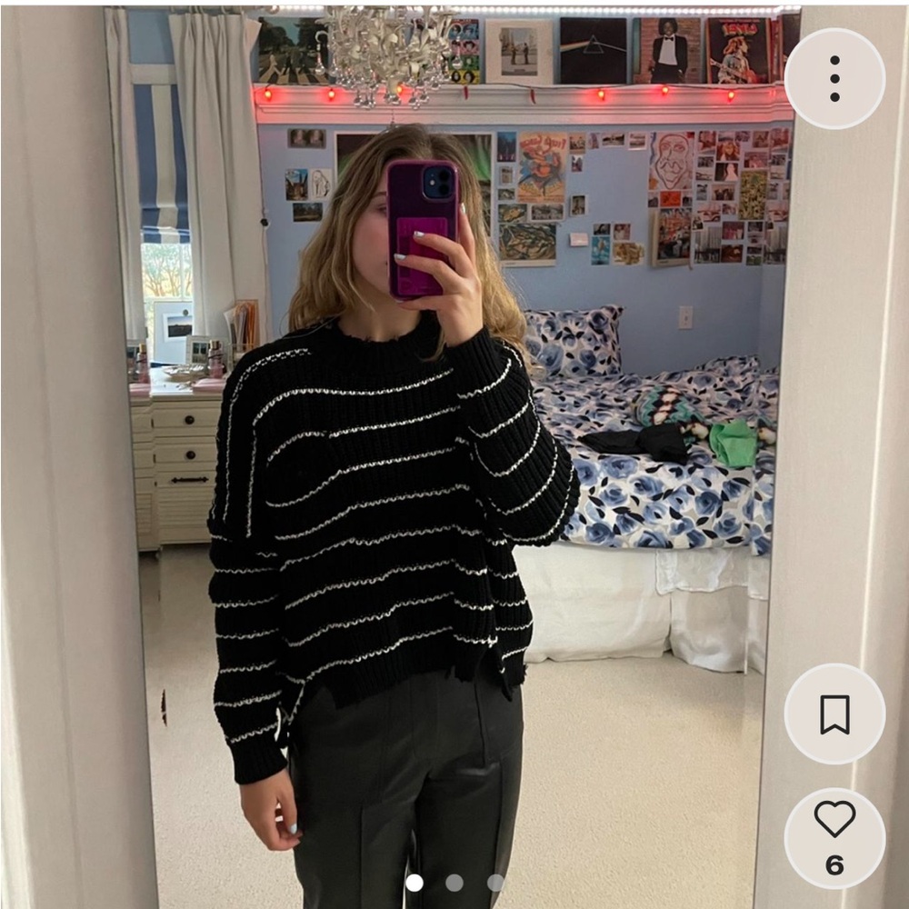 Vintage Havana Black and White Crew Neck Sweater